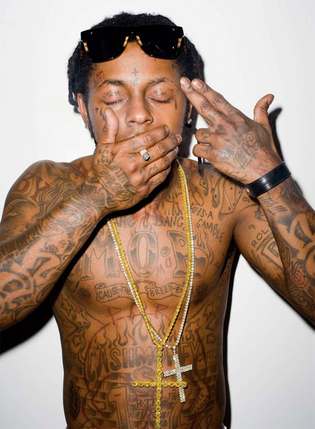 Lil Wayne and Kobe Bryant photo shoot Looks like Weezy has a tattoo of an